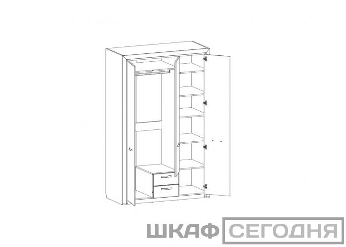 Шкаф без зеркала Анрэкс OLIVIA 3D2S