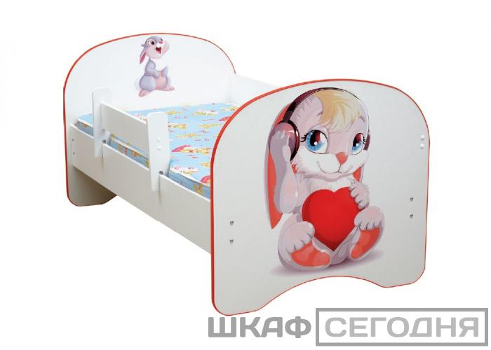 Детская кровать с фотопечатью Зайчата