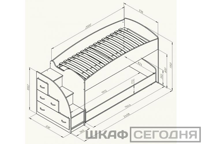Кровать двухъярусная Формула Мебели Дюймовочка-4.2