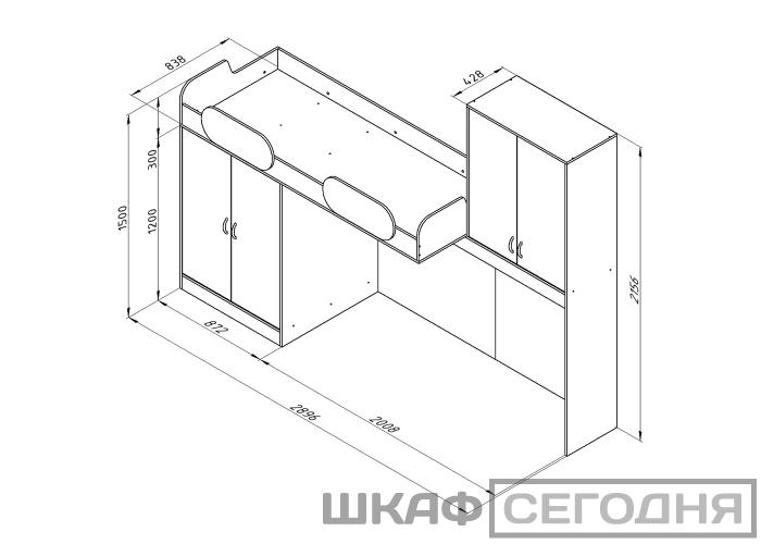 Кровать верхняя-3 Формула Мебели ДЕЛЬТА-18.04