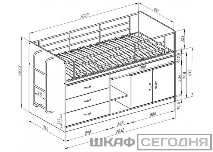 Кровать двухъярусная Формула Мебели Дюймовочка-6