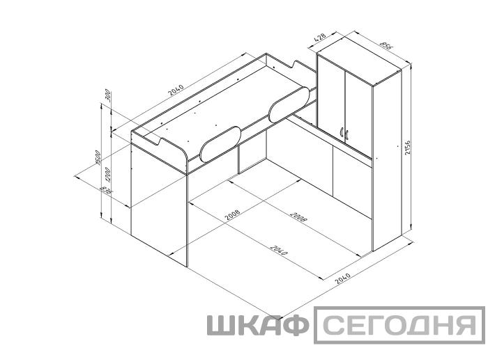 Кровать верхняя Формула Мебели ДЕЛЬТА-18.05