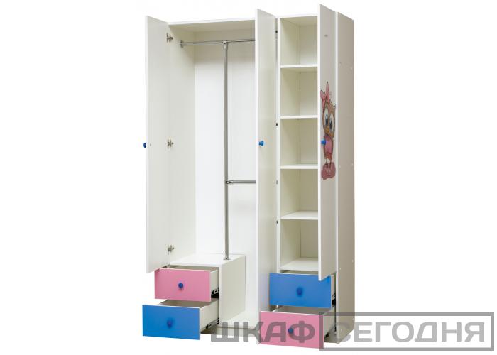 Шкаф 3-х дверный с ящиками и зеркалом Матрица Совята 3.2